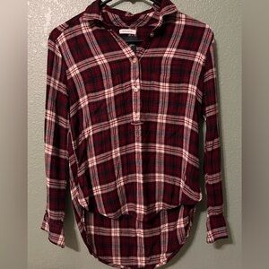 AE Plaid Long Sleeve Blouse